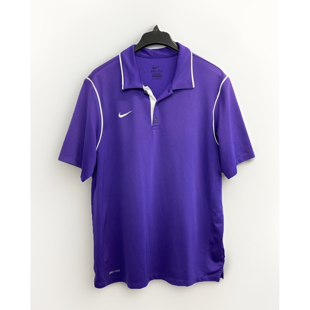 Mens Nike Polo Shirt Purple Short Sleeve Dri-FIT Golf Performance Athletic Large
